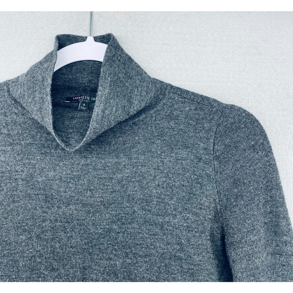 lafayette 148 Wool Sweater Womens S Gray Mock Neck Minimalist Quiet Luxury - Picture 3 of 11